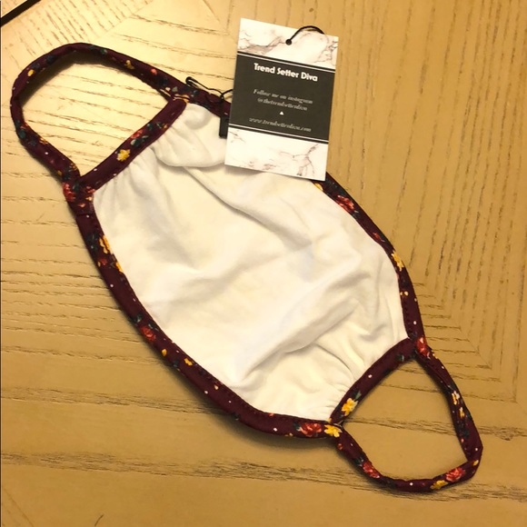 2 for $20! BURGUNDY FLORAL PRINT FACE MASK - Picture 2 of 6